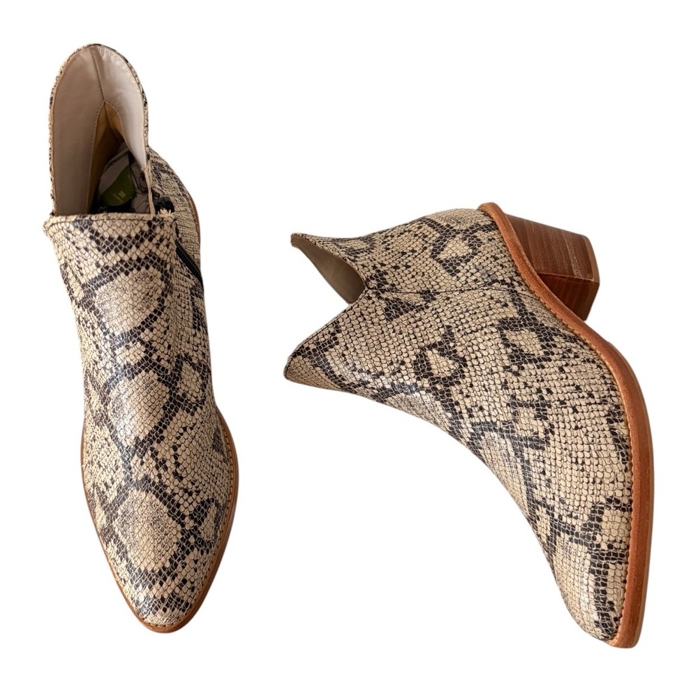 Poppy Barley Snakeskin Leather Ankle Boots Size 8 Neutral Python Booties